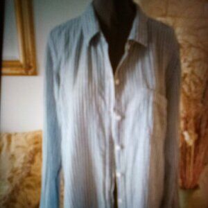 Lucky Brand Stripped Casual Cotton Collard Shirt Large